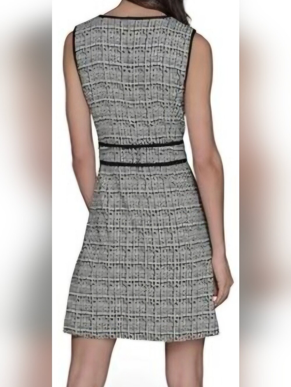 Designer Karl Lagerfeld Black and White Tweed Midi Dress with Gold Buttons. NWOT - Picture 2 of 6